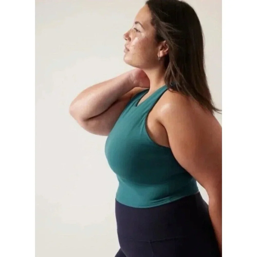 Athleta Conscious Crop Sports Bra Large D DD Teal NWOT Gym‎